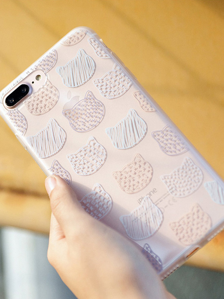 奇连数码|男|女|冇心良品 iphone 7 透明软手机壳-脸谱猫透白