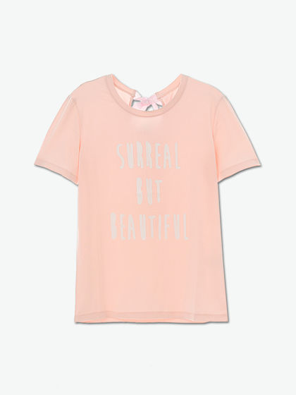 NeverMoredesign|NeverMoredesign|男款|T恤|NeverMoredesign 后绑带印花短Tee 粉色