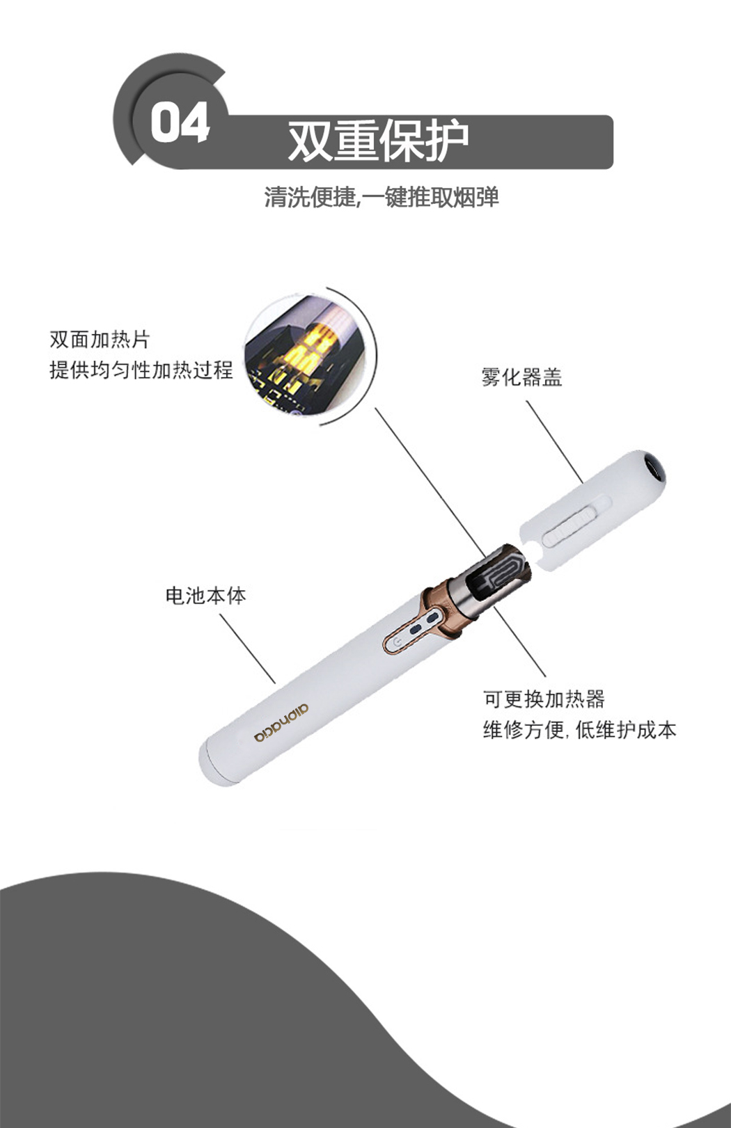 vapeplayer 加热棒系列不燃烧戒烟电子烟 珍珠白