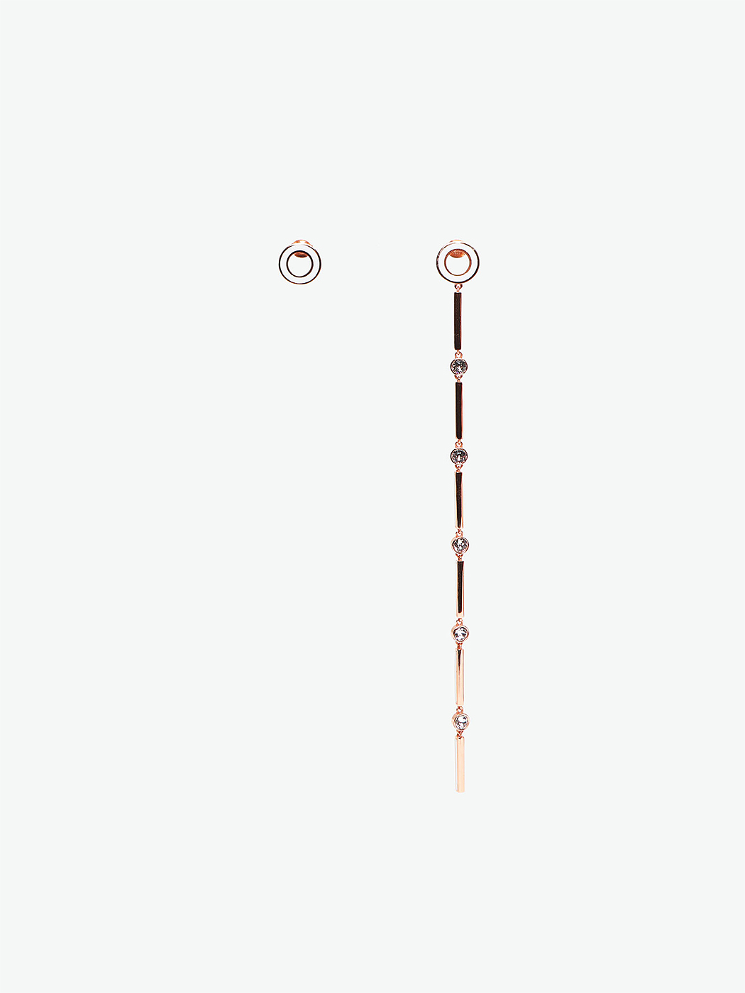 Juju Palais Royal|男|女|Juju Palais Roy 玫瑰金圆形不对称长耳环