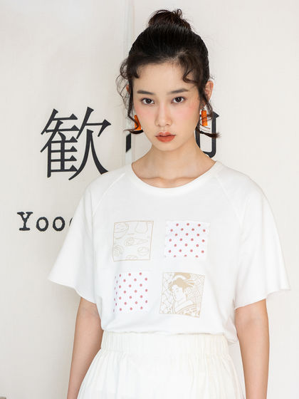 YOUGUORIJI|油果日记|男款|T恤|油果日记 琉球酒场系列 印花宽松短袖T恤