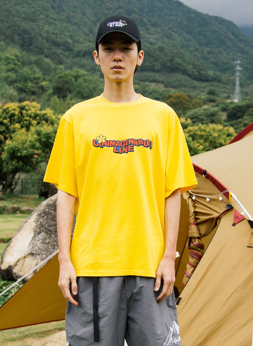FLOAT|浮露|女|短袖T恤|FLOAT ULINE 山系重度水洗印花短袖T恤