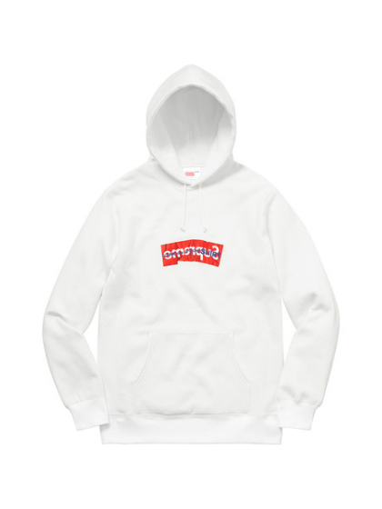 Supreme\/CDG 联名Box Logo连帽卫衣 白色